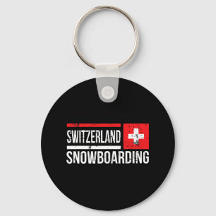 Switzerland Snowboarding Swiss Flag Race Halfpipe Key Ring