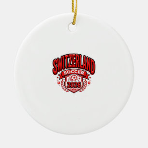 Switzerland Soccer 2026 Soccer Bold Country Typogr Ceramic Tree Decoration