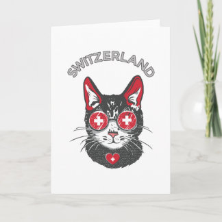 Switzerland Soccer Cat Mascot Swiss Fan flag Card