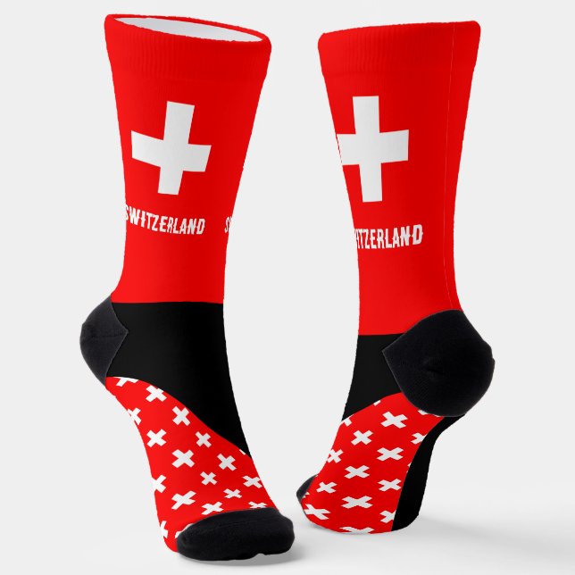 Switzerland Socks, Swiss flag colours / sports Socks (Angled)