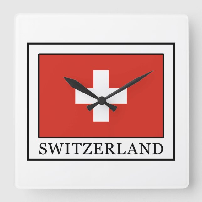 Switzerland Square Wall Clock (Front)