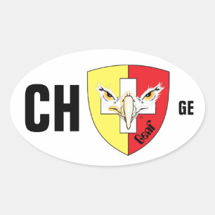 Switzerland Suisse Svizzera Svizra Switzerland Oval Sticker