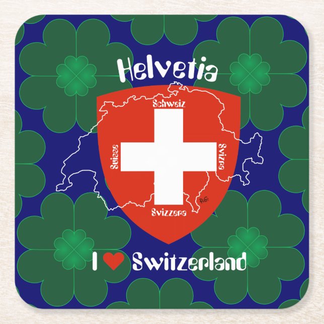 Switzerland Suisse Svizzera Svizra Switzerland Square Paper Coaster (Front)