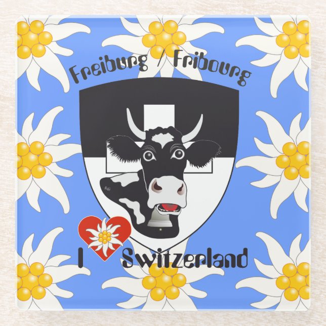 Switzerland Suisse Untersetter Freiburg Glass Coaster (Front)