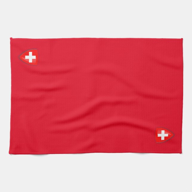 Switzerland Swiss Coat of arms red Tea Towel (Horizontal)