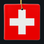Switzerland (Swiss) Flag  Ceramic Ornament<br><div class="desc">Customisable World Flag Products - Please feel free to add your own text.</div>