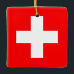 Switzerland (Swiss) Flag  Ceramic Ornament<br><div class="desc">Customisable World Flag Products - Please feel free to add your own text.</div>