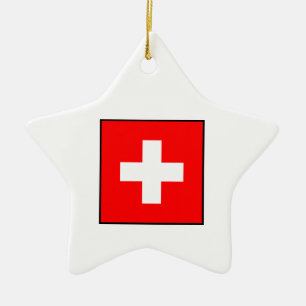 Switzerland - Swiss Flag Ceramic Tree Decoration