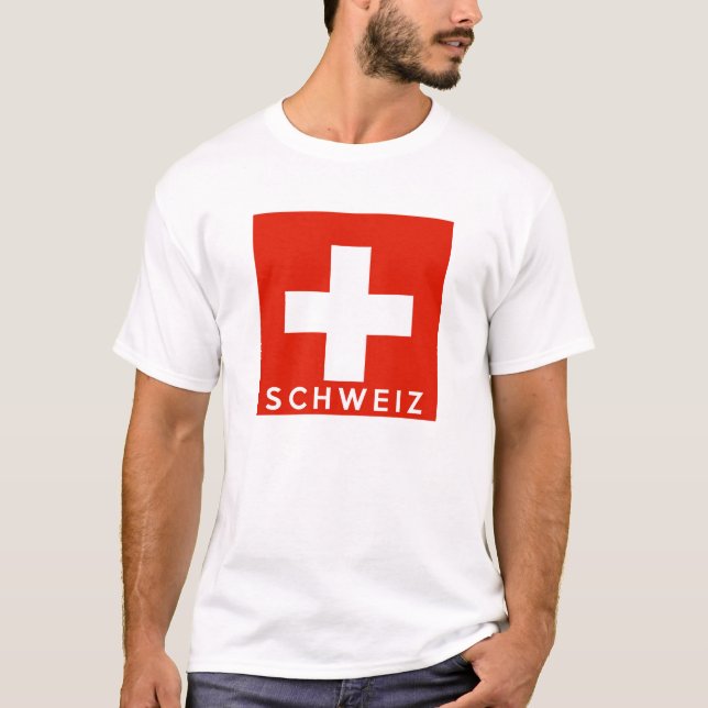 Switzerland Swiss flag country schweiz text name T-Shirt (Front)