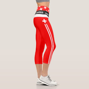 Switzerland & Swiss Flag fashion, Fitness, Sports  Capri Leggings