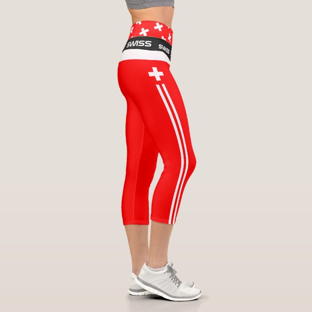 Switzerland & Swiss Flag fashion, Fitness, Sports  Capri Leggings (Right)