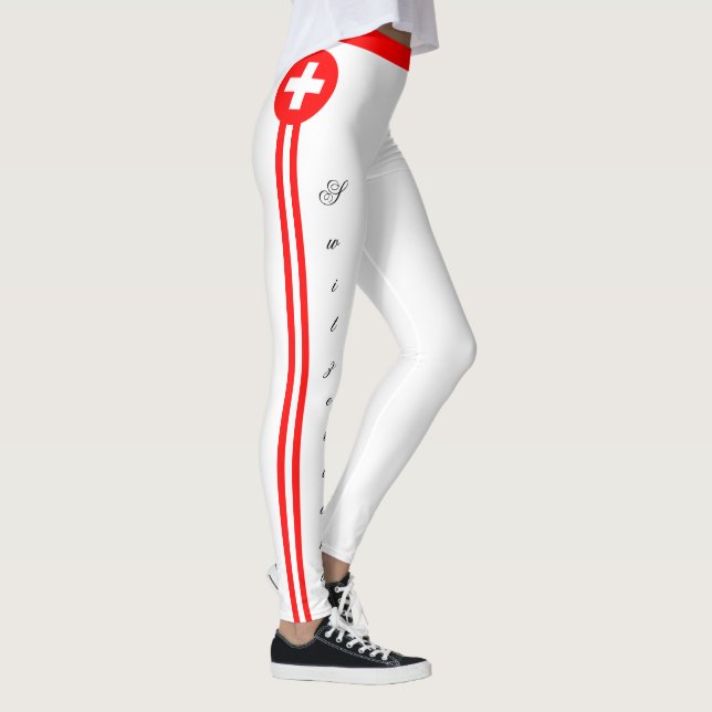 Switzerland & Swiss Flag fashion, travel/sport fan Leggings (Right)