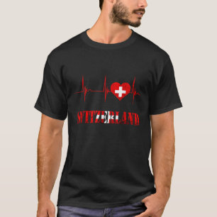 Switzerland Swiss Flag Heart Heartbeat EKG Pulse S T-Shirt