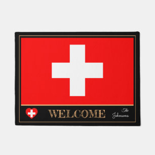 Switzerland & Swiss Flag house mats/sports Welcome Doormat