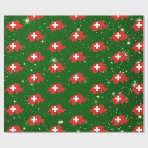 Switzerland Swiss Flag Map Christmas Wrapping Paper