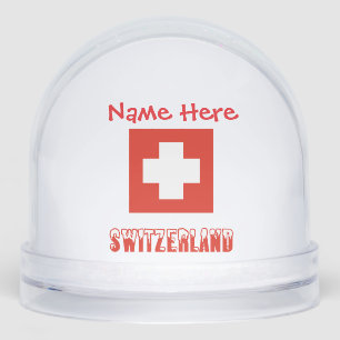 Switzerland Swiss Flag Red Personalisation  Snowglobe