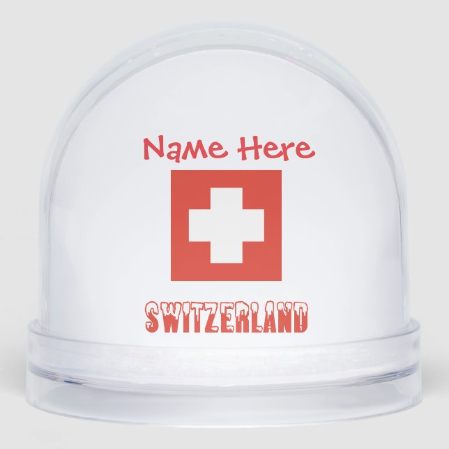 Switzerland Swiss Flag Red Personalisation  Snowglobe (Front)
