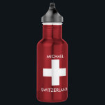 Switzerland Swiss flag red travel personal 532 Ml Water Bottle<br><div class="desc">Switzerland travel red waterbottle with Swiss flag. Personal,  name,  waterbottle.
You can easily change the name.</div>