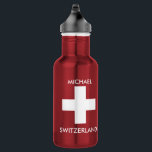Switzerland Swiss flag red travel personal 532 Ml Water Bottle<br><div class="desc">Switzerland travel red waterbottle with Swiss flag. Personal,  name,  waterbottle.
You can easily change the name.</div>