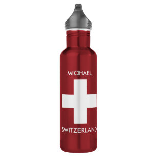 Switzerland Swiss flag red travel personal 710 Ml Water Bottle