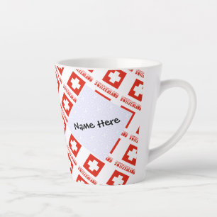 Switzerland Swiss Flag Tiled Personalised Latte Mug
