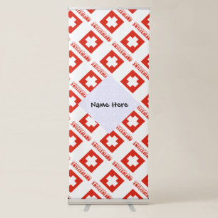 Switzerland Swiss Flag Tiled Personalised Name  Retractable Banner