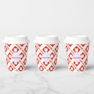 Switzerland Swiss Flag Tiled Red Personalised  Paper Cups