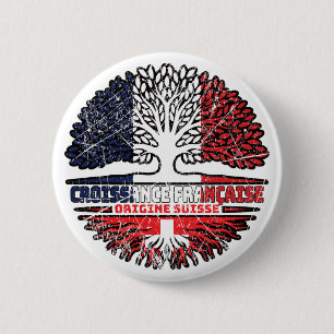 Switzerland Swiss French France Tree Roots Flag 6 Cm Round Badge
