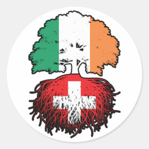 Switzerland Swiss Irish Ireland Tree Roots Flag Classic Round Sticker