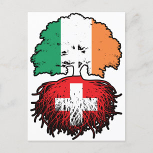 Switzerland Swiss Irish Ireland Tree Roots Flag Postcard