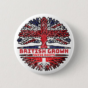 Switzerland Swiss Uk United Kingdom British Tree 6 Cm Round Badge