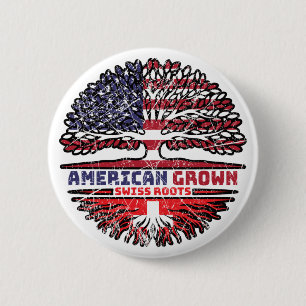 Switzerland Swiss US American USA United States 6 Cm Round Badge