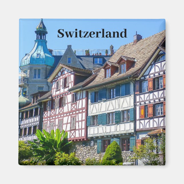 Switzerland Timbered Houses Souvenir Magnet (Front)