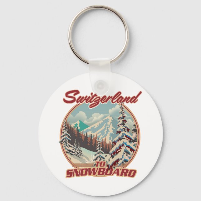 Switzerland to Snowboard Key Ring (Front)