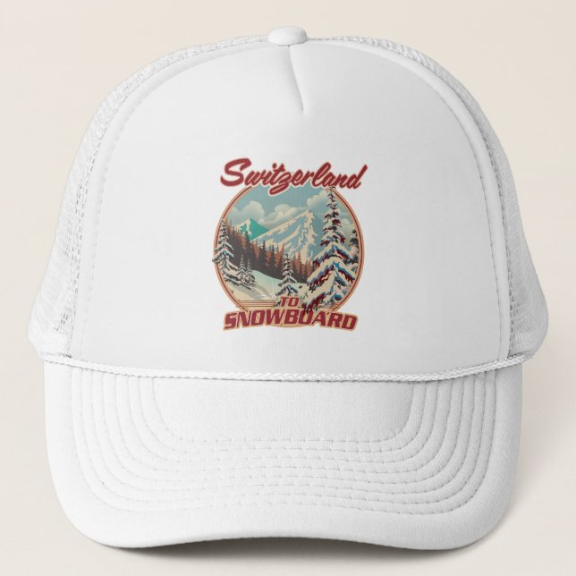 Switzerland to Snowboard Trucker Hat (Front)