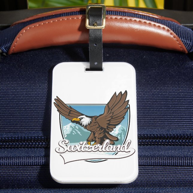 Switzerland Travel Logo Luggage Tag (Front Insitu 2)