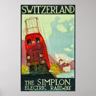 Switzerland Travel Poster, Electric Railway Poster