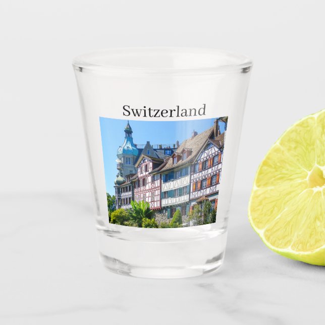Switzerland typical Houses Souvenir Shot Glass (Front)