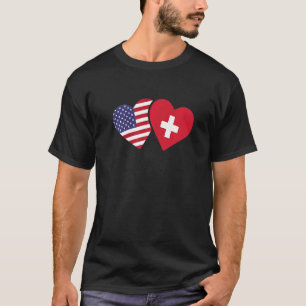Switzerland USA Flag  Heart Swiss American Love T-Shirt