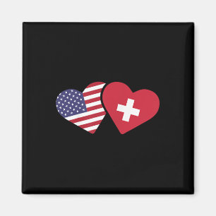 Switzerland Usa Flag T Shirt Heart Swiss American Magnet
