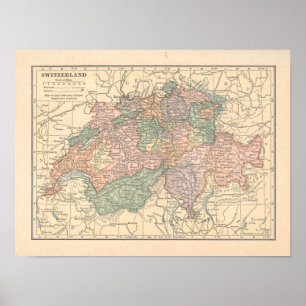 Switzerland Vintage 1923 Map print