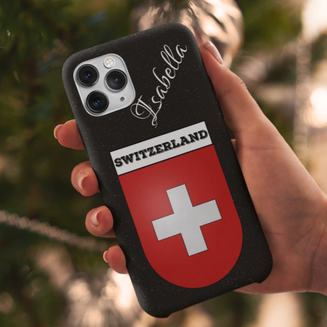 Switzerland Vintage Coat of Arms | Black Glitter Samsung Galaxy S22 Case (Creator Uploaded)