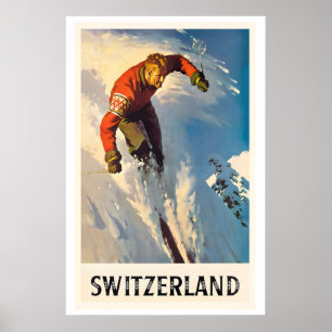 Switzerland Vintage Ski Poster