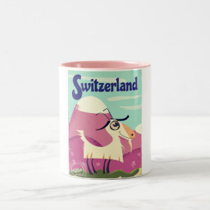 Switzerland Vintage style travel poster Two-Tone Coffee Mug