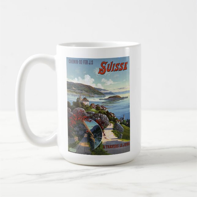 Switzerland Vintage Swiss Tourism Travel Poster Coffee Mug (Left)