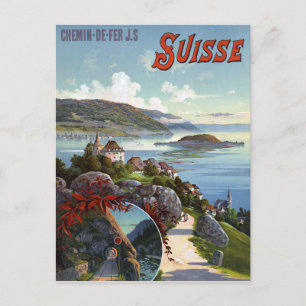 Switzerland Vintage Swiss Tourism Travel Poster Postcard