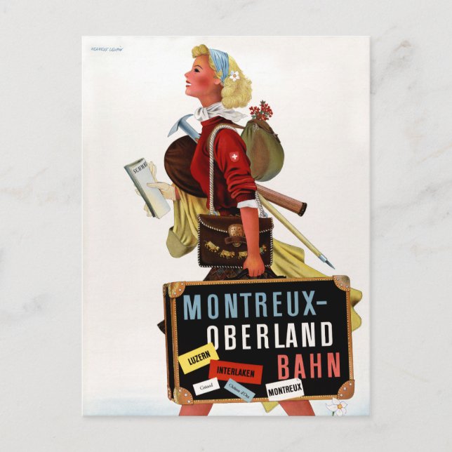 Switzerland Vintage Travel Poster Postcard (Front)