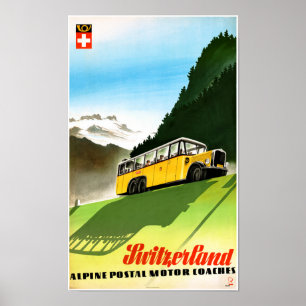 Switzerland Vintage Travel Poster Restored