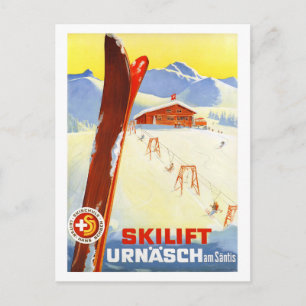 Switzerland Vintage Travel Poster Restored Postcard