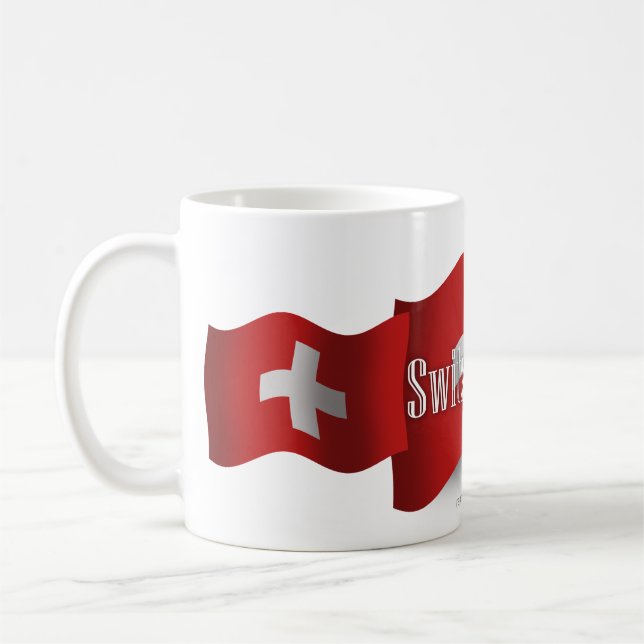 Switzerland Waving Flag Coffee Mug (Left)